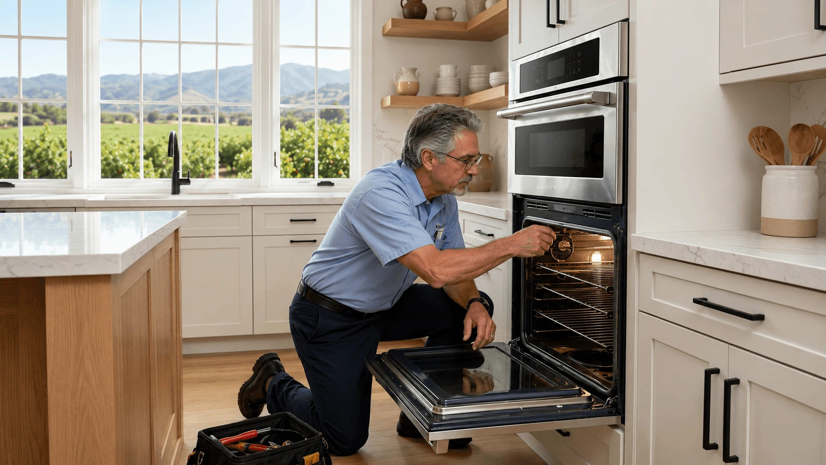 Repairman Dave standing in a luxury Moorpark kitchen