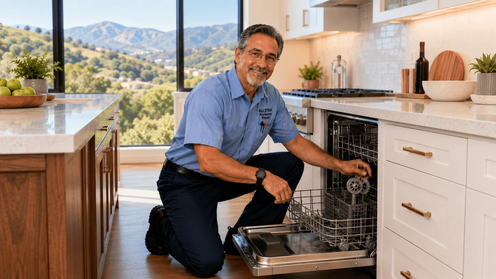 Repairman Dave standing in a luxury Newbury Park kitchen