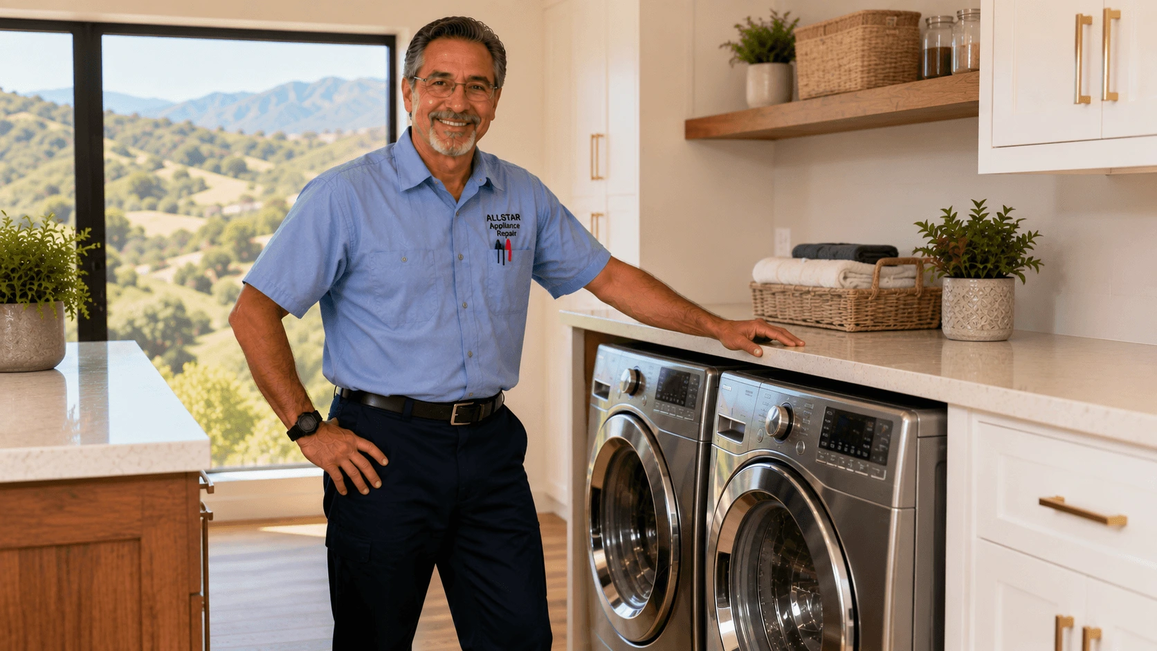 Repairman Dave standing in a luxury Newbury Park kitchen
