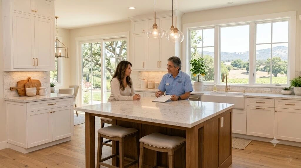 Repairman Dave standing in a luxury Simi Valley kitchen