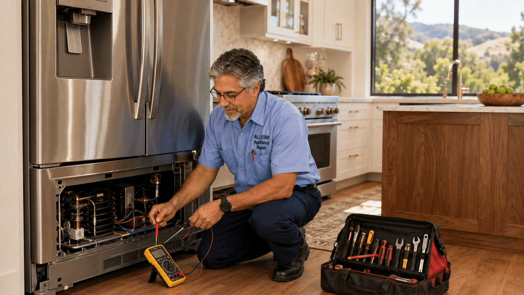Repairman Dave standing in a luxury Newbury Park kitchen