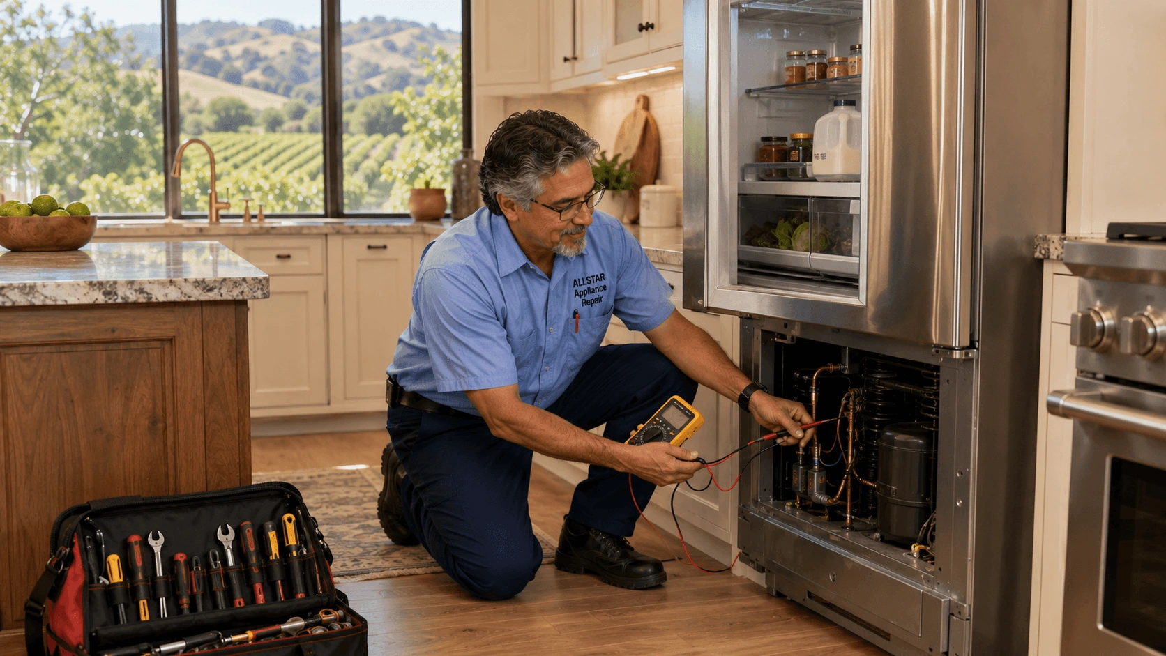Repairman Dave standing in a luxury Newbury Park kitchen