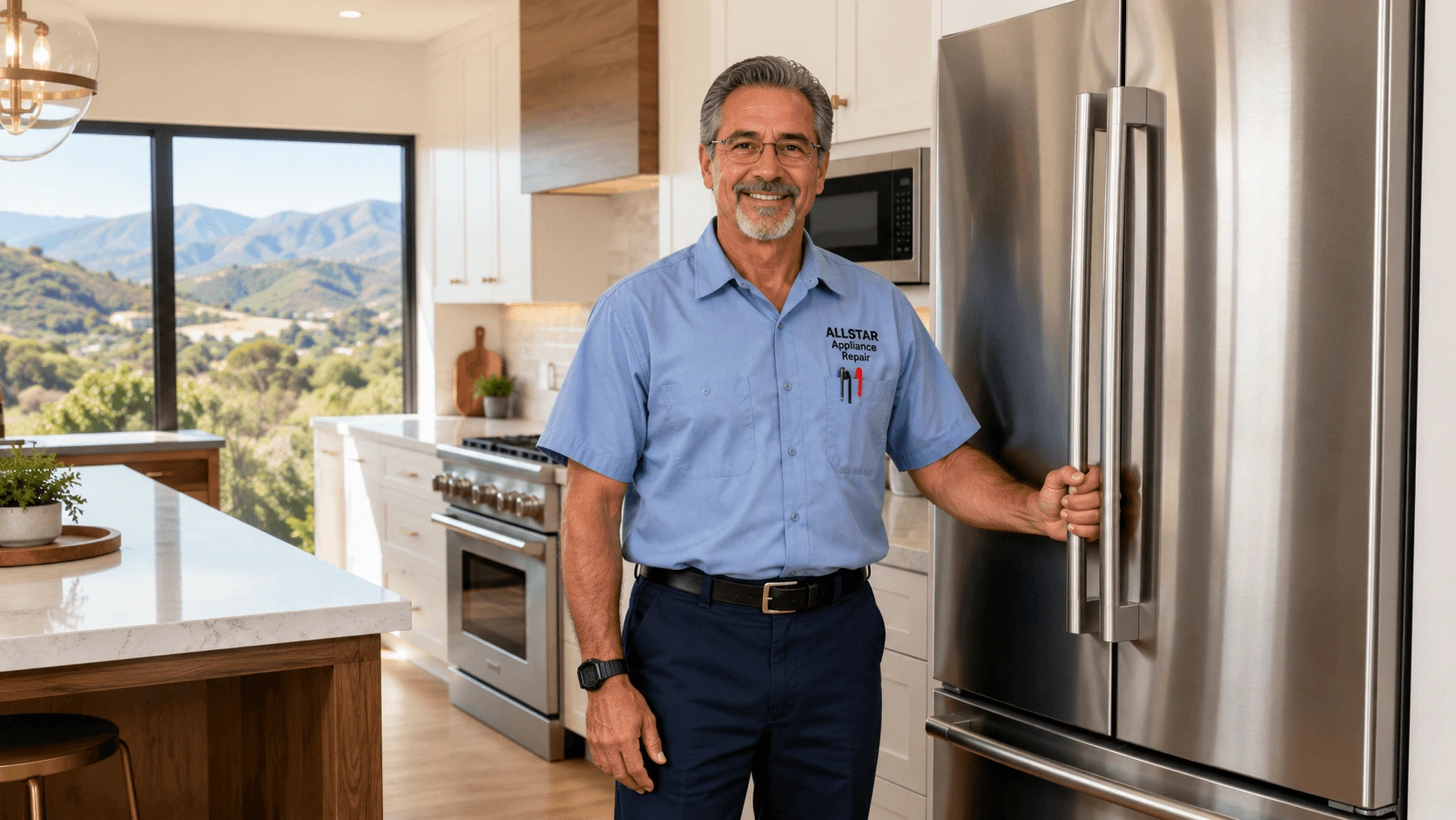 Repairman Dave standing in a luxury Newbury Park kitchen