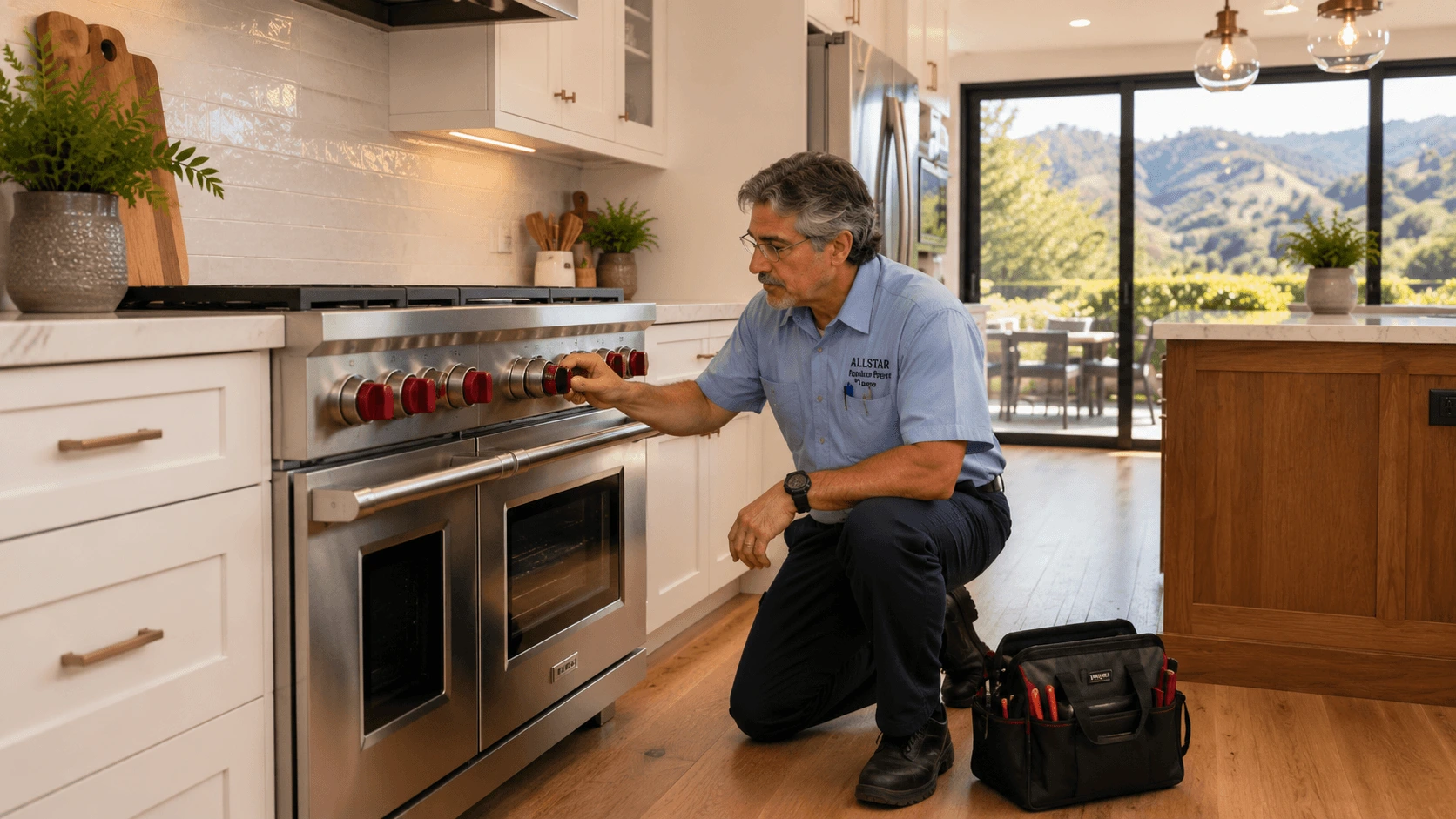 Repairman Dave standing in a luxury Newbury Park kitchen