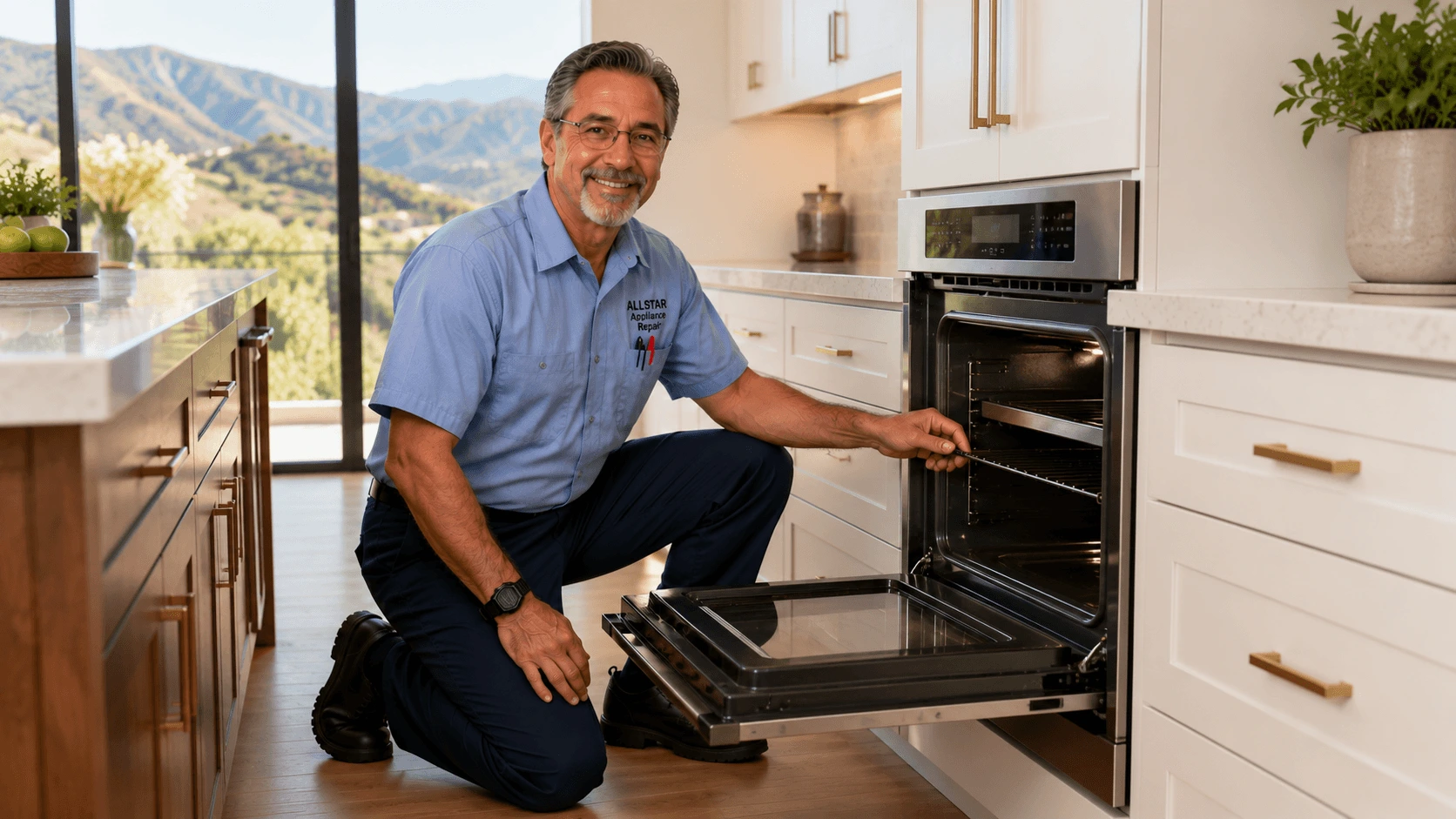 Repairman Dave standing in a luxury Newbury Park kitchen