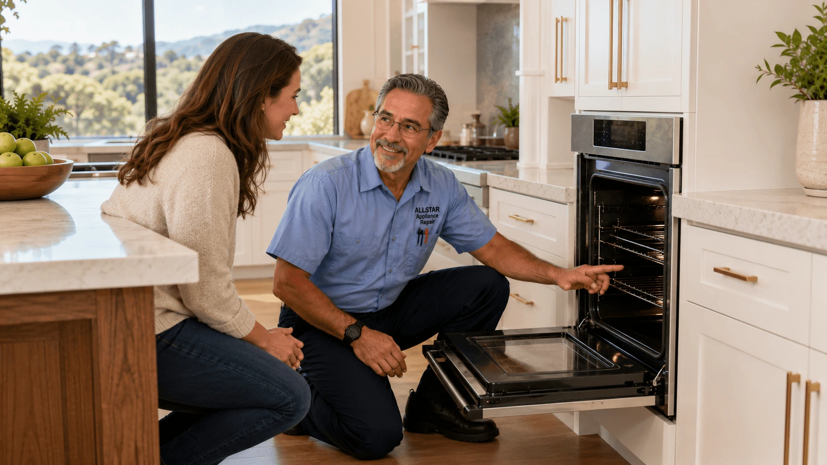 Repairman Dave standing in a luxury Newbury Park kitchen